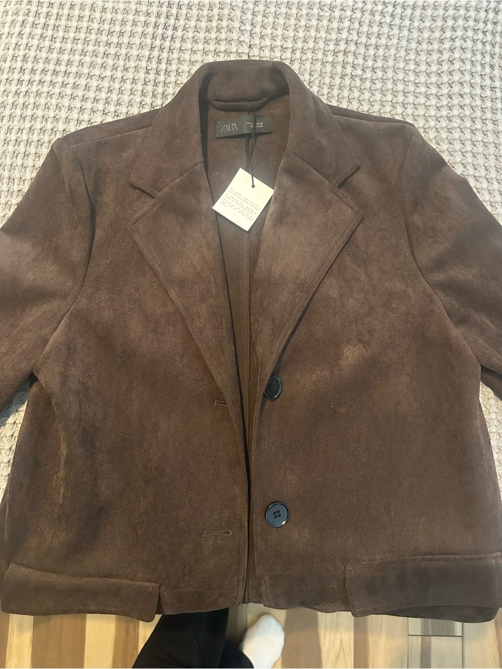Zara Brown Suede Blazer Jacket